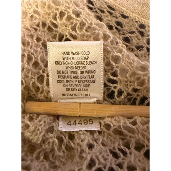 Garnet Hill Cashmere Top S Open Knit Oversizes Fisherman Neutral Minimalist - Picture 6 of 6